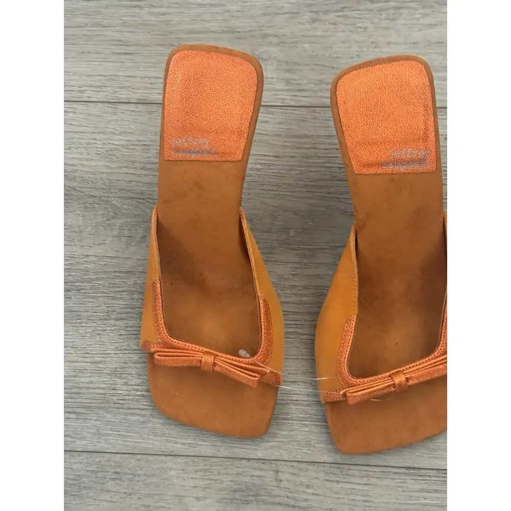 New Jeffrey Campbell Square Toe Heels Sz 7. Orange Suede